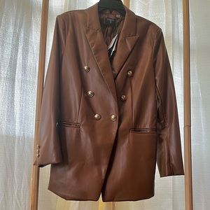 Faux leather blazer